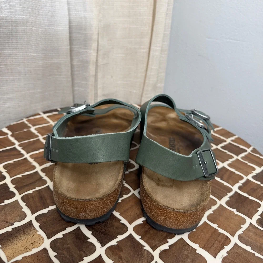 Birkenstock Milano Natural Leather Sandals Green Vintage Wood Thyme Men's 44 11